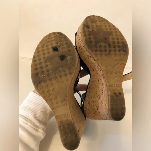 Jimmy choo black patent leather platform wedge shoes size 36.5 - Picture 5 of 5